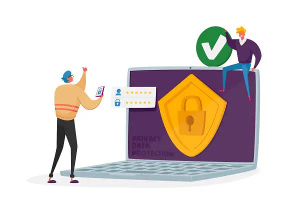 Vector illustration of Personality Verification, Secure Account Access, Privacy Data Protection, VPN Concept. Website, Data Security or Privacy