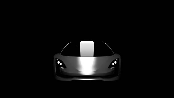 istock grey sportscar silhouette on black background 1283415271