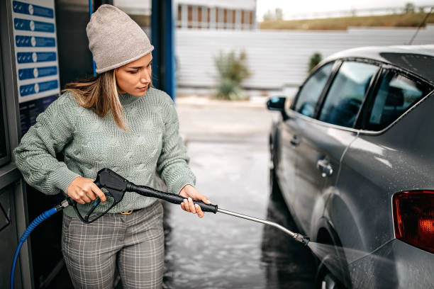 istock Fun in self service car wash 1283417614