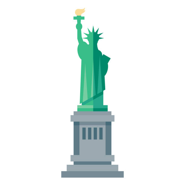 illustrazioni stock, clip art, cartoni animati e icone di tendenza di icona della statua della libertà su sfondo trasparente - statue of liberty