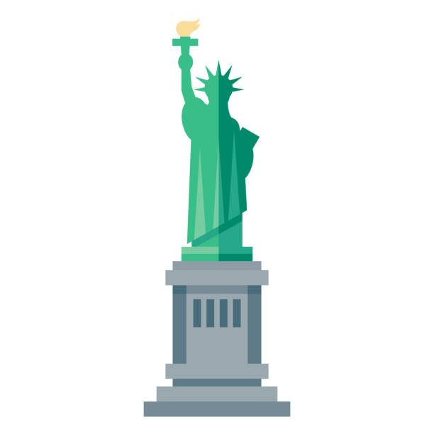 ikona statuy wolności na przezroczystym tle - statue of liberty obrazy stock illustrations