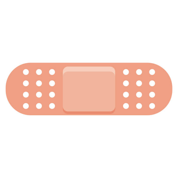 Bandage Icon on Transparent Background A flat design medical supply icon on a transparent background (can be placed onto any colored background). File is built in the CMYK color space for optimal printing. Color swatches are global so it’s easy to change colors across the document. No transparencies, blends or gradients used. adhesive bandage stock illustrations