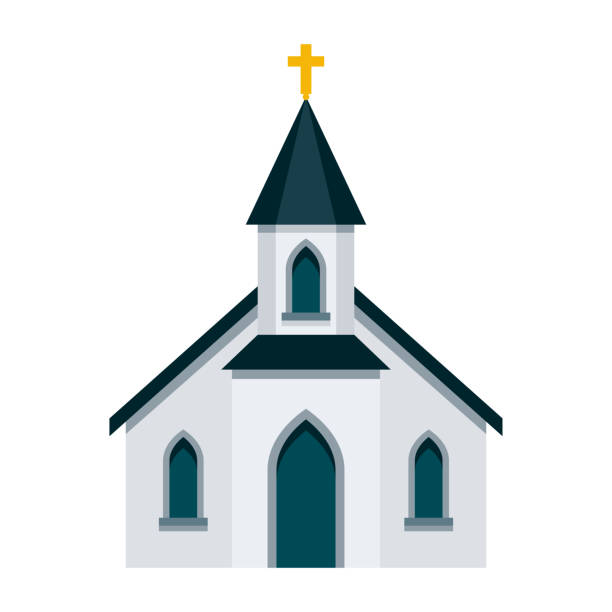 Church Icon on Transparent Background A flat design USA icon on a transparent background (can be placed onto any colored background). File is built in the CMYK color space for optimal printing. Color swatches are global so it’s easy to change colors across the document. No transparencies, blends or gradients used. church clipart stock illustrations
