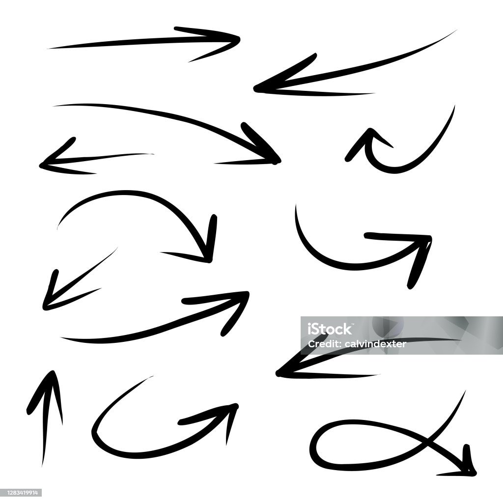 Символы стрелки, нарисованные вручную - Векторная графика Символ стрелка роялти-фри