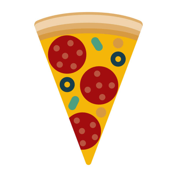 Pizza Icon on Transparent Background A flat design USA icon on a transparent background (can be placed onto any colored background). File is built in the CMYK color space for optimal printing. Color swatches are global so it ’s easy to change colors across the document. No transparencies, blends or gradients used. pizza stock illustrations