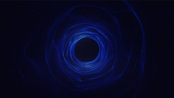 Blue wireframe digital tunnel, black hole, worm-hole Blue wireframe digital tunnel, black hole, worm-hole. Vector illustration black hole space stock illustrations