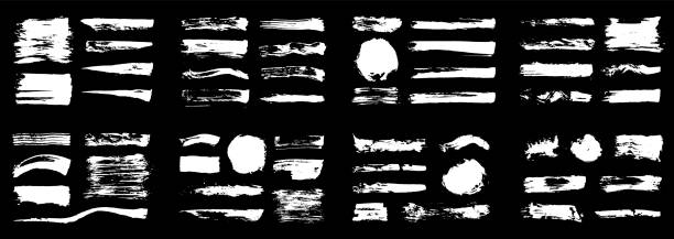 istock Korean, Chinese, Japanese ink brush strokes, blots, sprinkles, dabs and daubs set. Collection of grungy vector ink elements. 1283421261