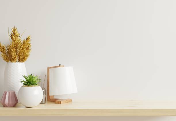 istock Mockup wall with ornamental plants and decoration item 1283421381