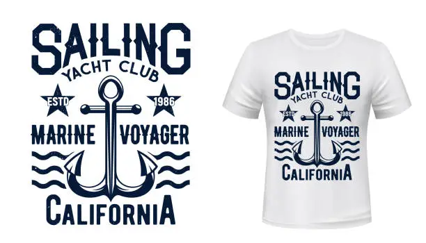 Vector illustration of Sailing and yachting club t-shirt vector print