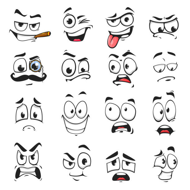 wyraz twarzy izolowane wektorowe ikony emoji twarzy - smirking stock illustrations