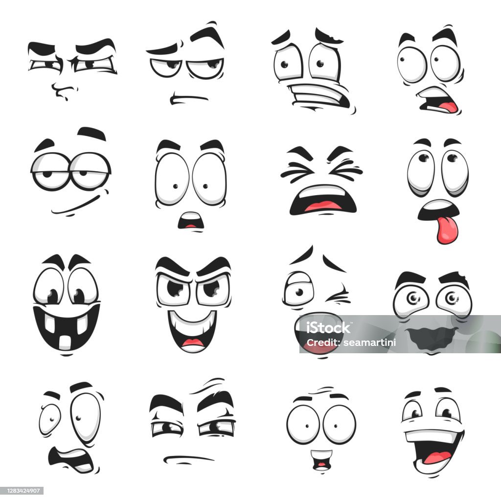 Face Expression Isolated Vector Emoticons Icons Stock Illustration -  Download Image Now - Eye, Cartoon, Mouth - iStock