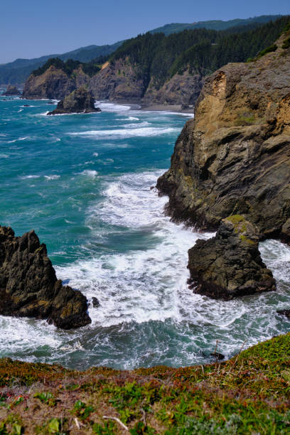 istock Foaming waves lash coastal cliffs near Brookings, Oregon 1283426283