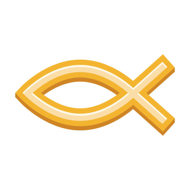 Ichthys Icon on Transparent Background A flat design Christianity icon on a transparent background (can be placed onto any colored background). File is built in the CMYK color space for optimal printing. Color swatches are global so it’s easy to change colors across the document. No transparencies, blends or gradients used. christian fish clip art stock illustrations