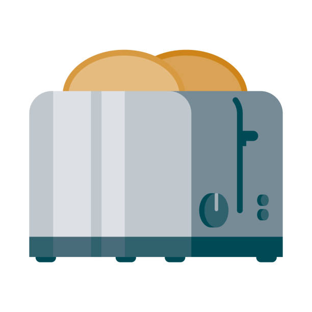 Toaster Icon on Transparent Background A flat design home appliance icon on a transparent background (can be placed onto any colored background). File is built in the CMYK color space for optimal printing. Color swatches are global so it’s easy to change colors across the document. No transparencies, blends or gradients used. toaster stock illustrations