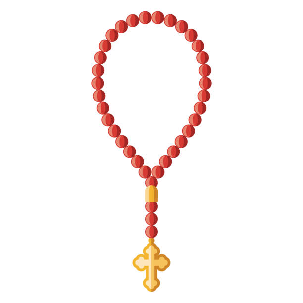 значок розария на прозрачном фоне - church symbol rosary beads christianity stock illustrations