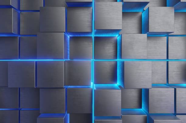 Metal Abstract. Geometric backlit abstract. titanium stock pictures, royalty-free photos & images
