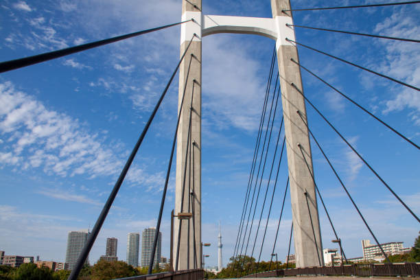 istock View of Cable Stayed Bridge against the blue Sky 1283432332