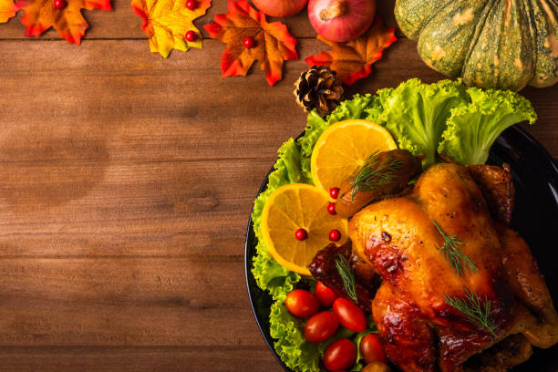 istock Thanksgiving baked turkey or chicken and vegetables 1283440692