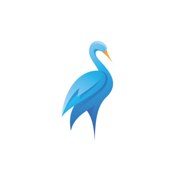 moderne gradient von storch vogel logo design - egret water bird wildlife nature stock-grafiken, -clipart, -cartoons und -symbole
