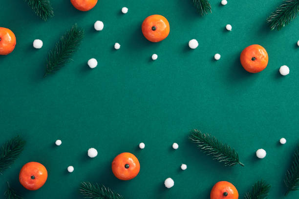 istock Christmas composition on dark green background 1283441337