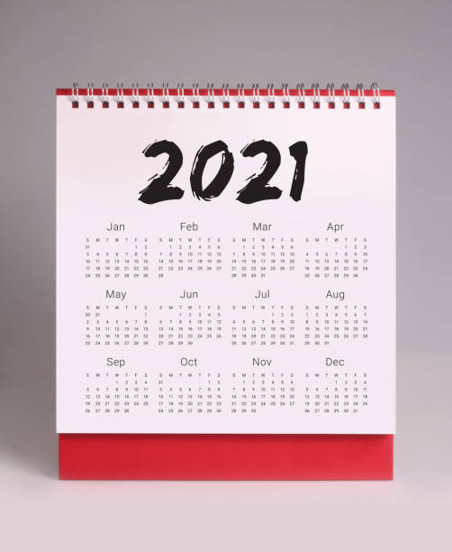 istock Simple desk calendar for year 2021 1283441512