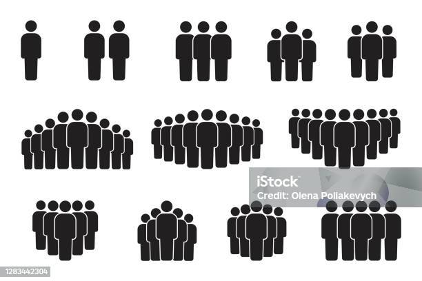 Vector Icon Of Crowd Persons People Group Pictogram Black Silhouette Of The Team Stock Image Eps 10 Stock Illustration - Download Image Now