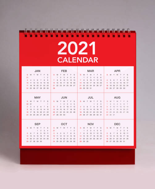 istock Simple desk calendar for year 2021 1283443967