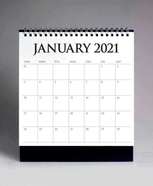 istock Simple desk calendar for year 2021 1283444010