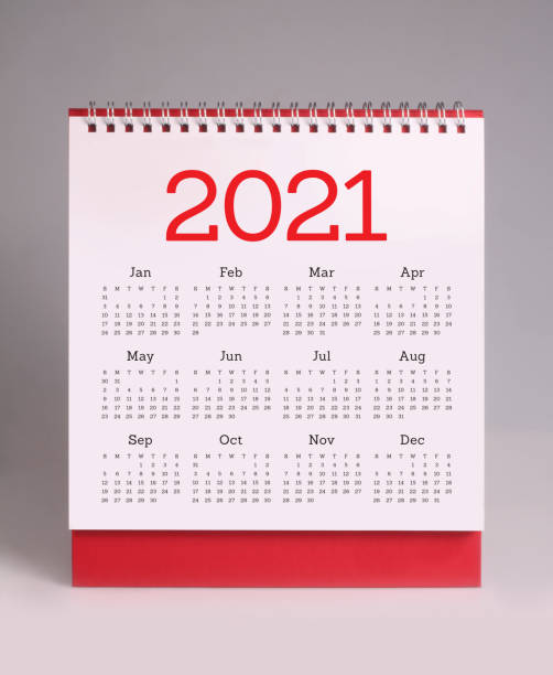 istock Simple desk calendar for year 2021 1283444903