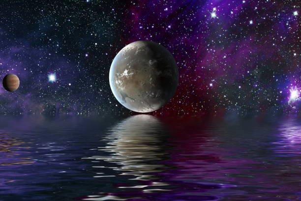 istock space planet in space reflected in water. galaxy stars night sky ,Elements of this Image Furnished by NASA , 1283451091