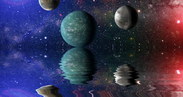 istock Beautiful unusual space planet in space reflected in water, galaxy stars night sky ,Elements of this Image Furnished by NASA , 1283451134