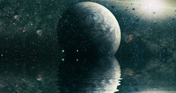 istock Beautiful unusual space planet in space reflected in water, galaxy stars night sky ,Elements of this Image Furnished by NASA , 1283451289