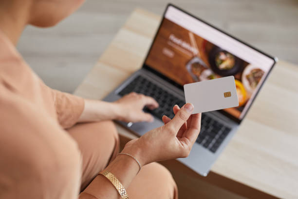istock Woman ordering food online 1283454616