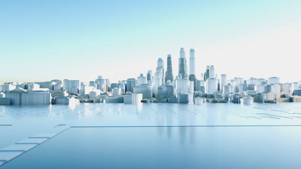 istock Abstract Modern High Quality City Panorama in Sunny Day 1283455732