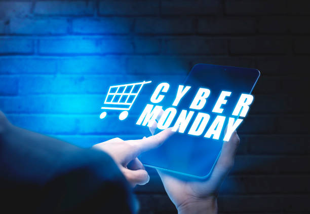 istock Businessman touching Cyber Monday text on the tablet screen 1283455858