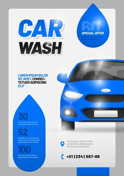 Vector illustration of Vector layout design template for car wash service.