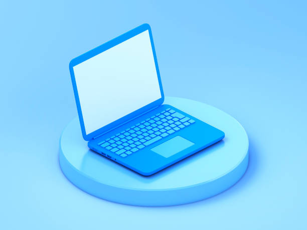Laptop mock-up blue color