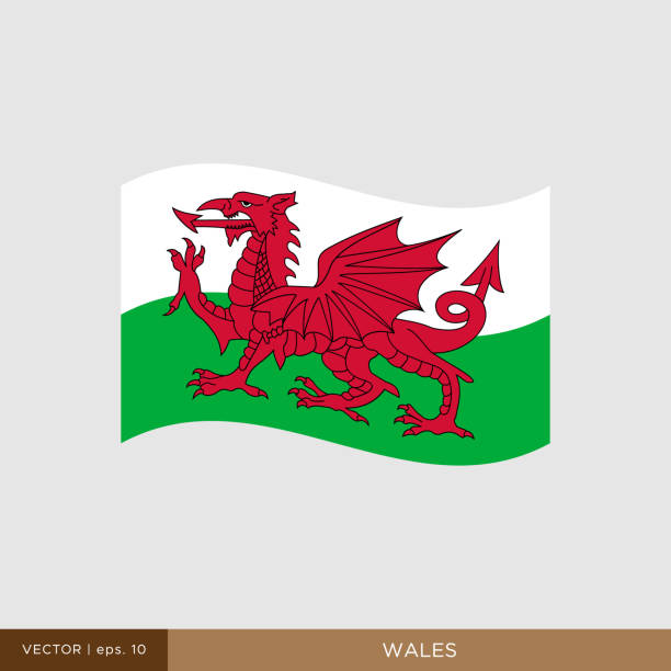 Flag of Wales Vector Stock Illustration Design Template. Wales - Waving Flag Vector Stock Illustration Design Template. Vector eps 10. welsh flag stock illustrations