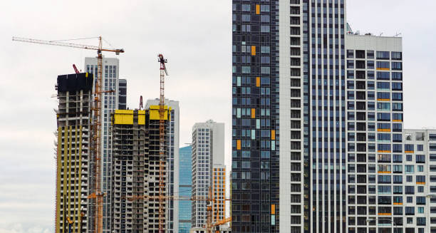 Construction of multi-storey buildings stock photo