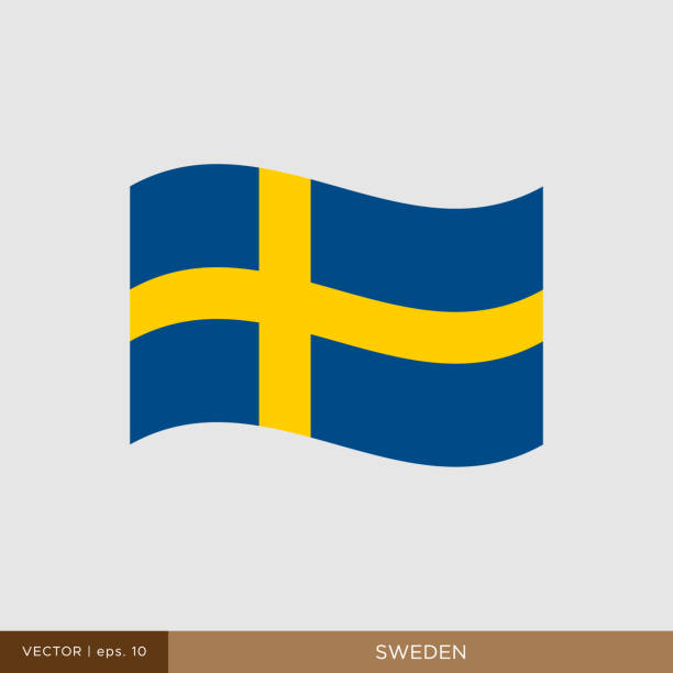 Flag of Sweden Vector Stock Illustration Design Template. Sweden - Waving Flag Vector Stock Illustration Design Template. Vector eps 10. swedish flag stock illustrations