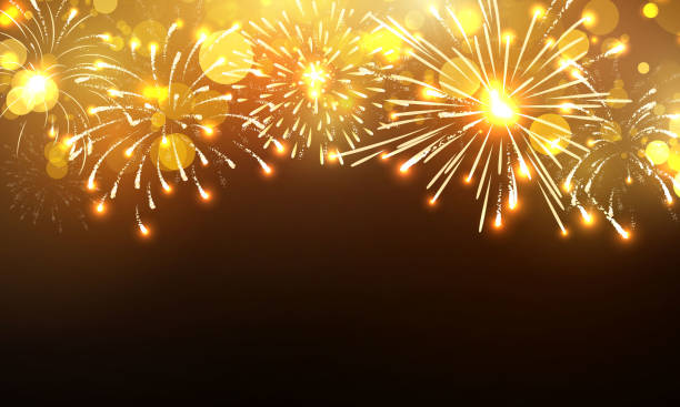 istock firework and christmas themed Celebration party Happy New Year background design. 1283462773