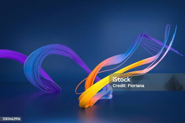 Hot Cold Contrasting Colored Wavy Object Stock Photo - Download Image Now - Abstract, Three Dimensional, In A Row