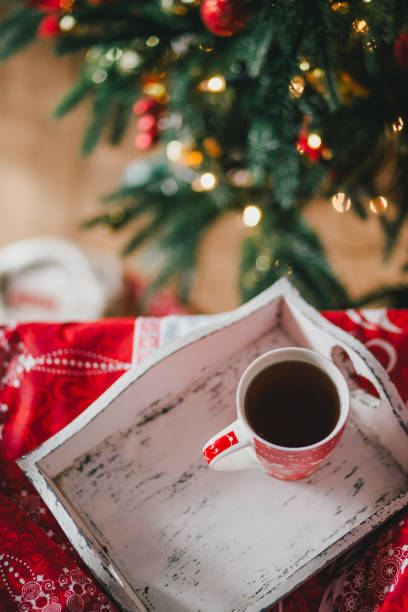 istock Holiday interior with Christmas tree in a bedroom. 1283463015