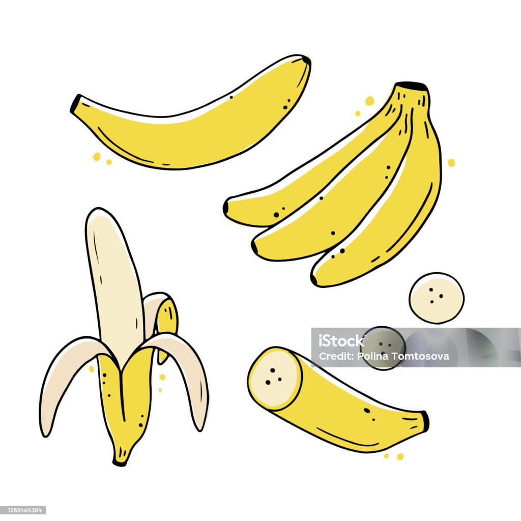 Bộ Trái Chuối Vẽ Tay Kiểu Hình Tượng Trưng Hình minh họa Sẵn có ...