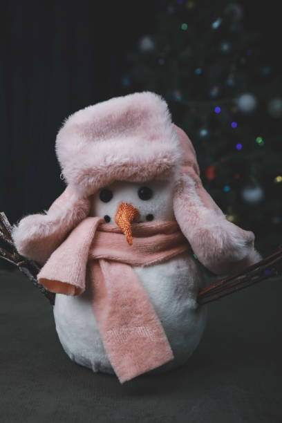 istock toy snowman in a hat and scarf in the studio 1283466125