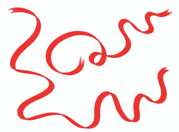 illustrazioni stock, clip art, cartoni animati e icone di tendenza di nastri ondulati rossi isolati su bianco, illustrazione vettoriale - long
