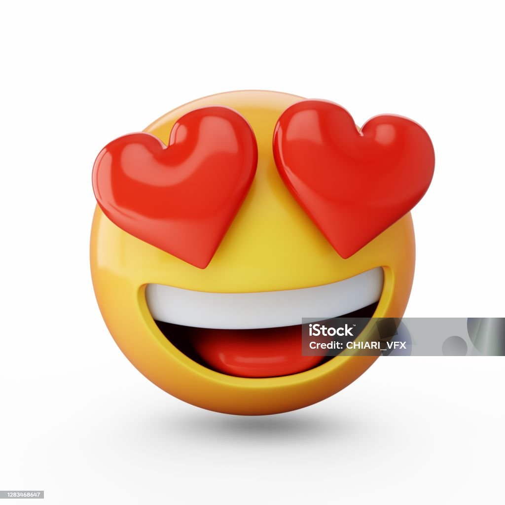 3d Rendering Falling In Love Emoji Isolated On White Background ...