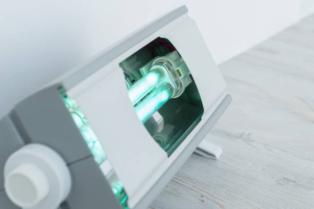 istock compact quartz lamp with blue light for home disinfection, protection from viruses and coronavirus pandemic, 1283470113