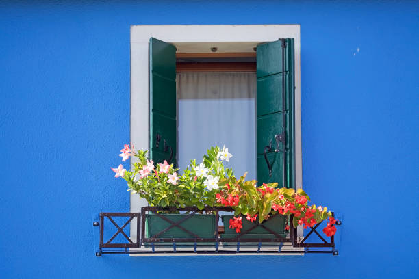 istock Brightly coloured window at Burano, island in the Venetian Lagoon, Venice, Italy 1283473127