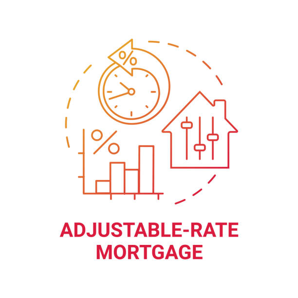 Adjustable-rate mortgage concept icon Adjustable-rate mortgage concept icon. Primary loan type idea thin line illustration. Variable rate mortgage. Low interest rates period. Shorter-term fix. Vector isolated outline RGB color drawing adjustable stock illustrations